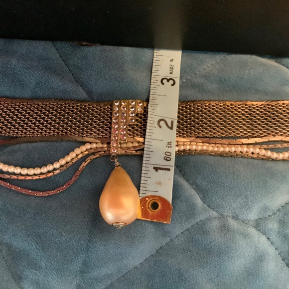 RARE VINTAGE 1990’S CHANEL SILVER RHINESTONES PEARL CHOKER NECKLACE - Picture 10 of 15